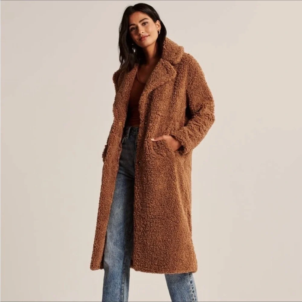 SOLD Abercrombie and Fitch Brown Teddy Coat - Picture 1 of 3